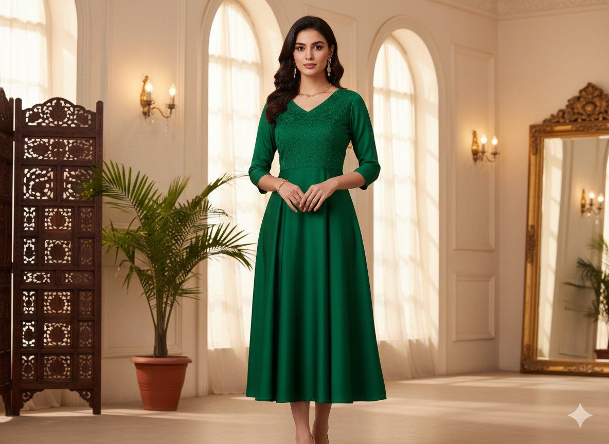 Forest Green Plain Malai Satin Fabric