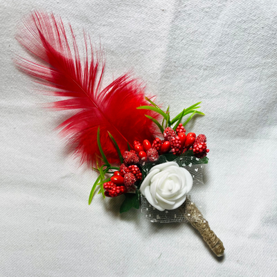 Multicolor Faux Feather Flower Brooch