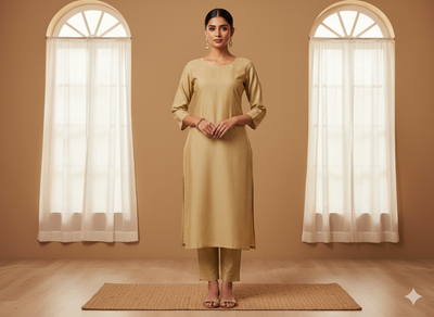 चमकीला पीला सादा ग्लेज्ड कॉटन कपड़ा