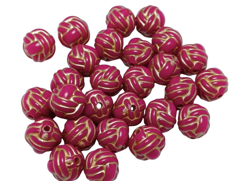 Magenta Spherical Plastic Matte Finish Beads