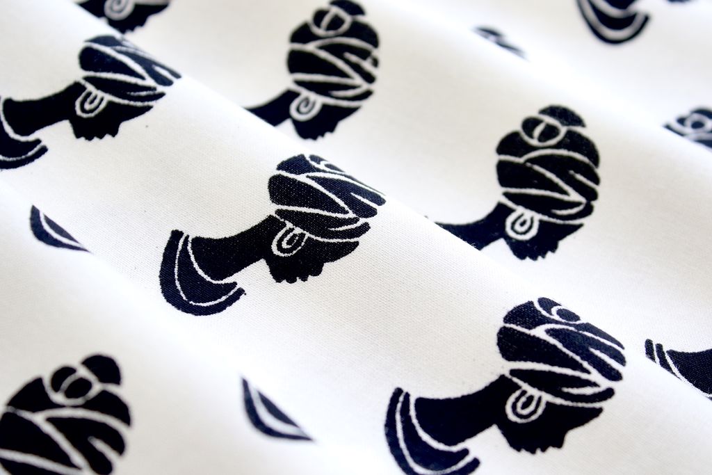 White & Black Traditional Printed Cotton Rayon Fabric