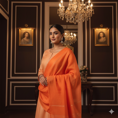 Orange Plain 100% Pure Mul Mul Cotton