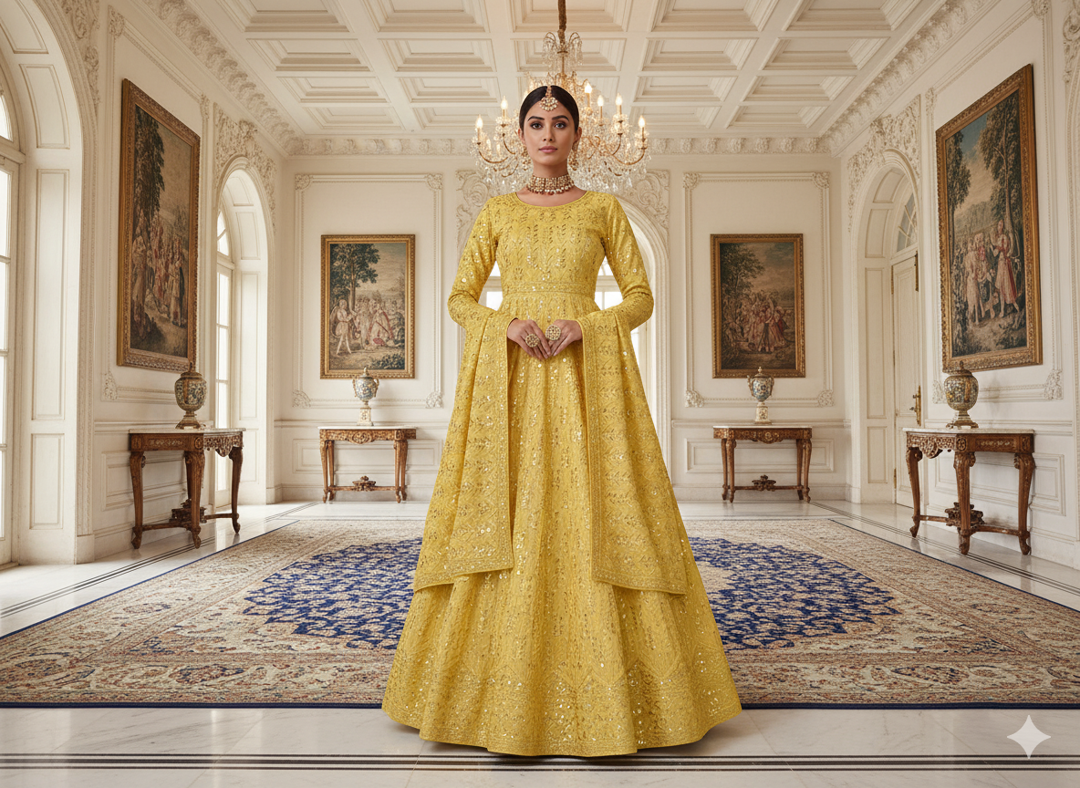 गोलेन मेटैलिक सेक्विन कढ़ाई मलाई साटन कपड़ा