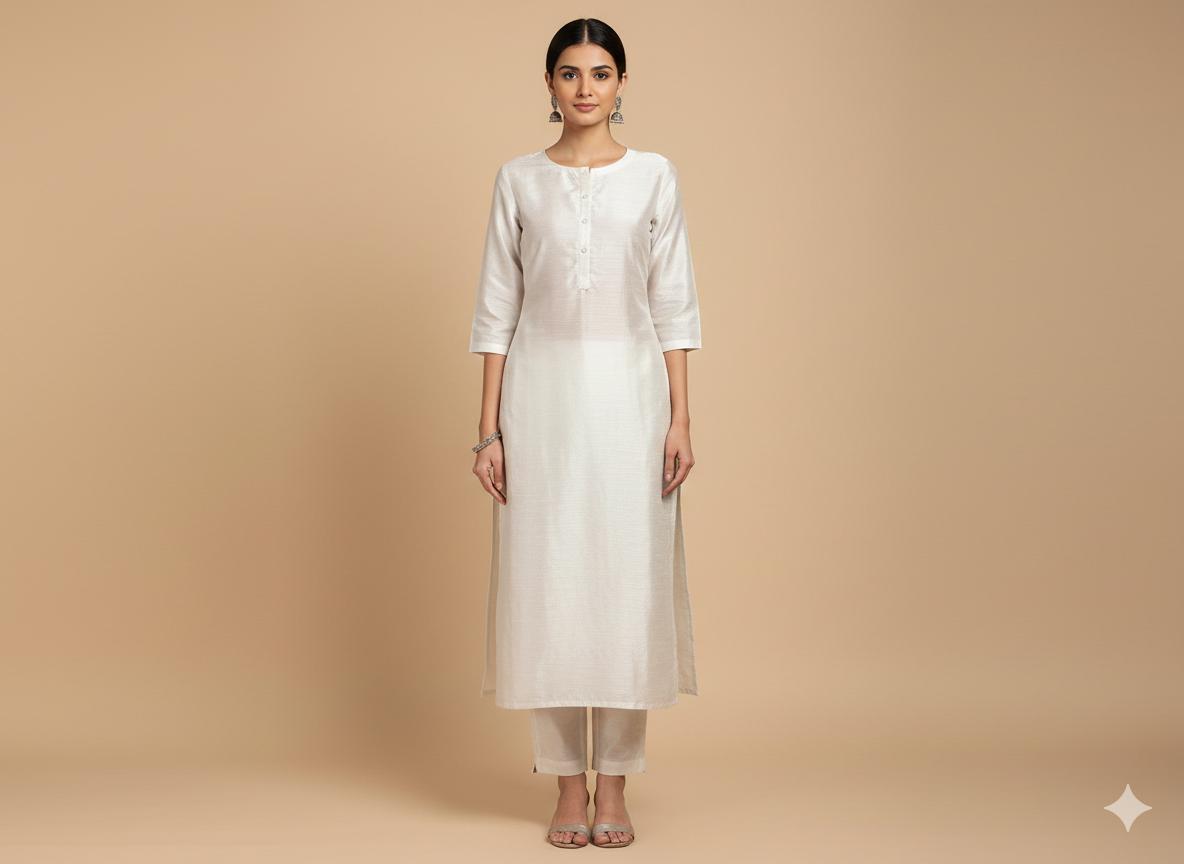 White Plain Bangalore Raw Silk Fabric  (Wholesale)