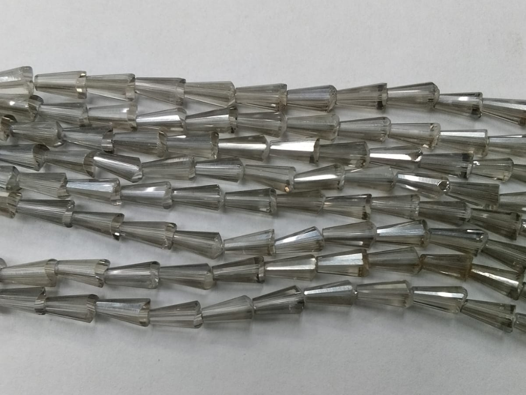 Greyish Silver Conical Crystal Glass Beads