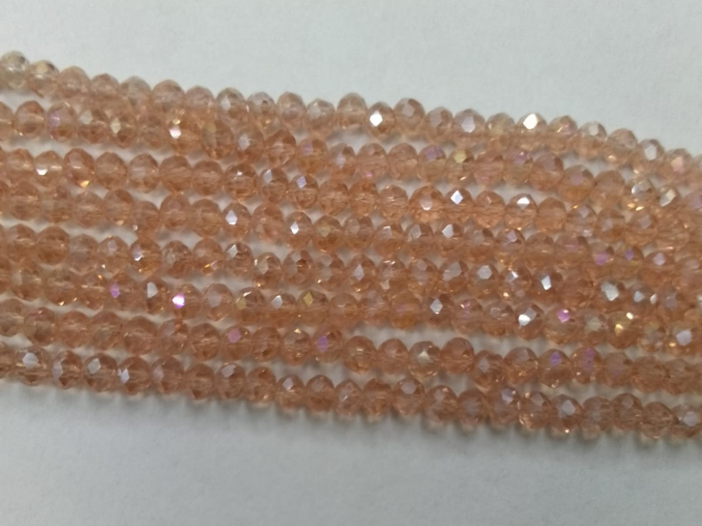 Light Pink Tyre Crystal Glass Beads (Wholesale