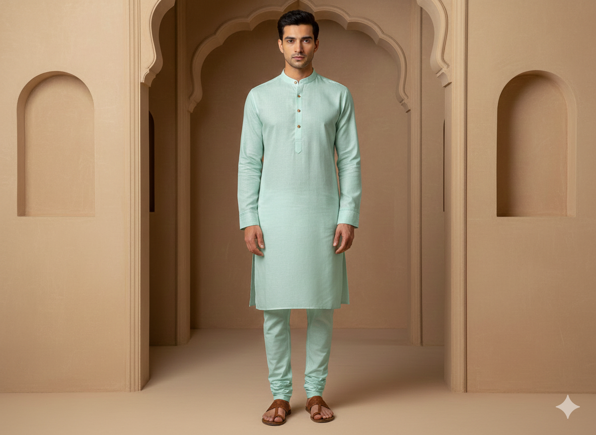 आइस ब्लू प्लेन कॉटन लिनन फ़ैब्रिक