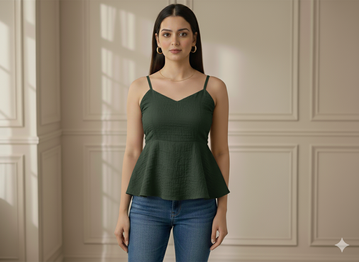 कैसलटन ग्रीन प्लेन जॉर्जेट फ़ैब्रिक