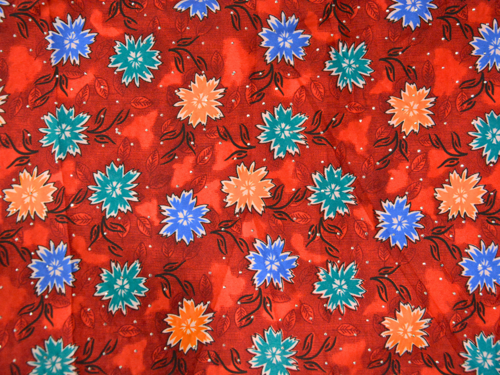 Orange Floral Digitally Printed Butter Crepe Fabric