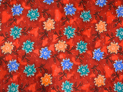 Orange Floral Digitally Printed Butter Crepe Fabric