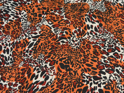 Orange Leopard Digitally Printed Butter Crepe Fabric