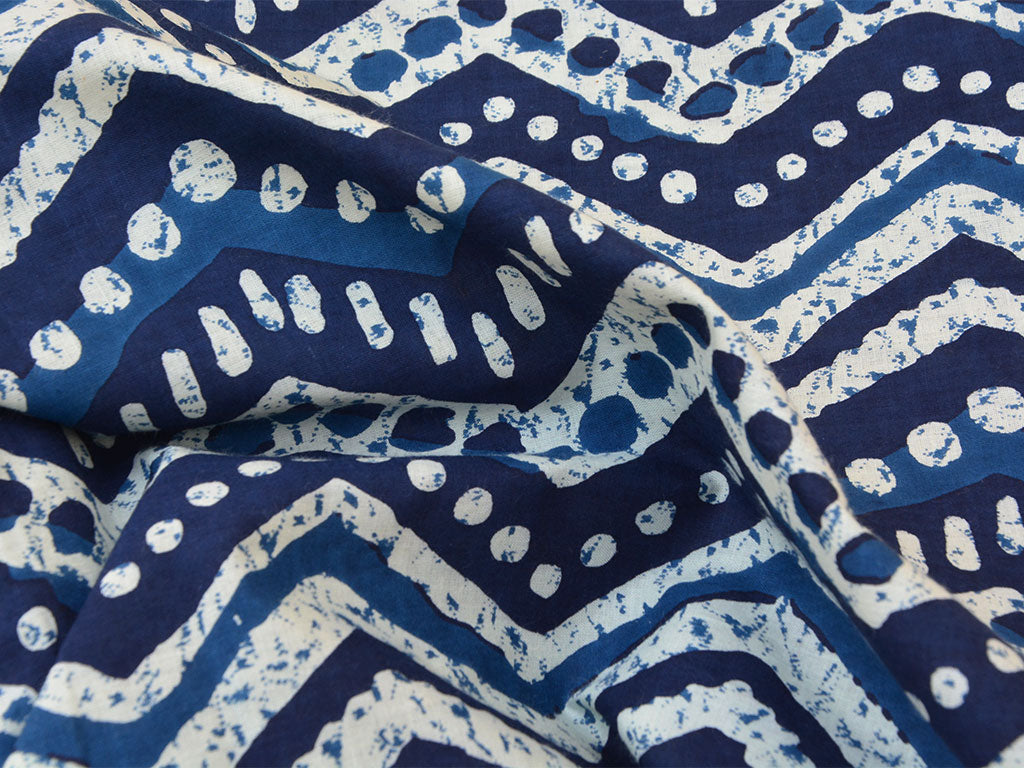 Blue Traditional Pure Mul Mul Cotton Fabrics