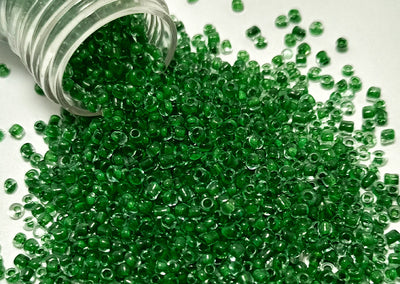 Dark Green Inside Dyed Round Rocailles Glass Seed Beads (Wholesale)