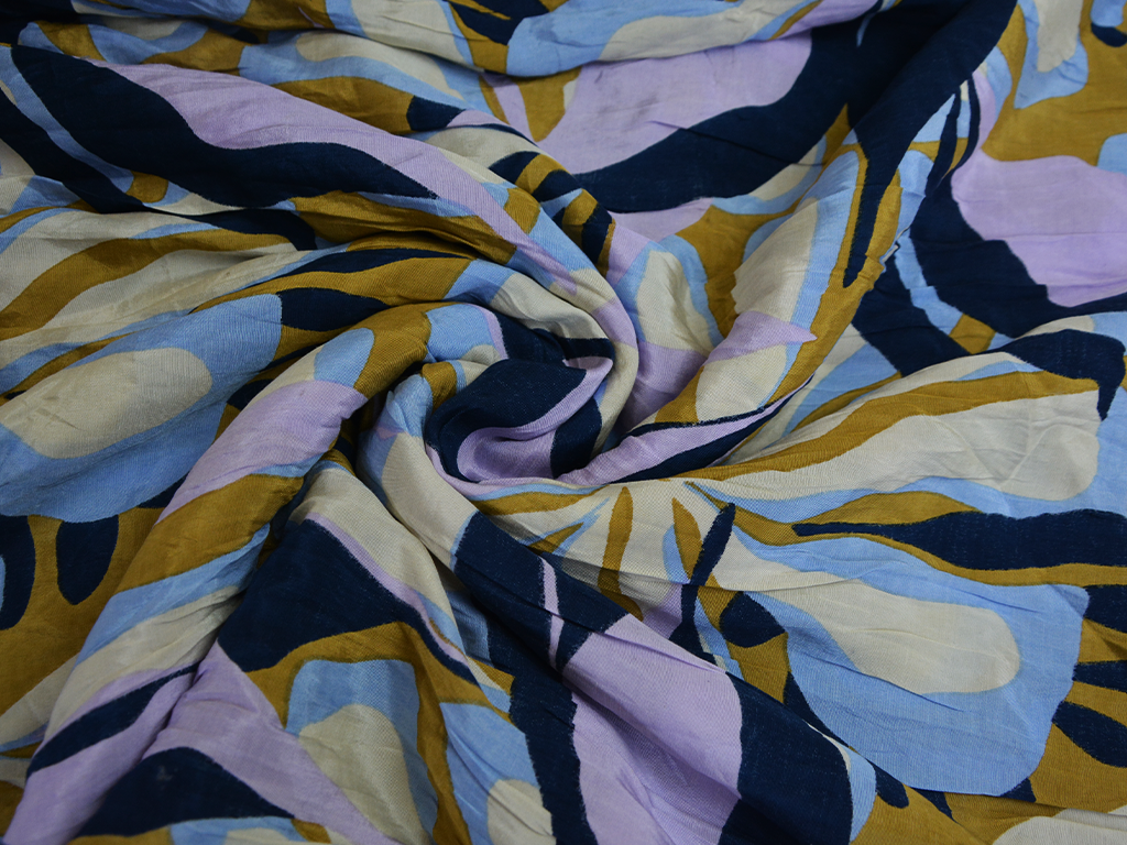 Precut of 1 Meter Multicolour Floral Crepe Satin Fabric