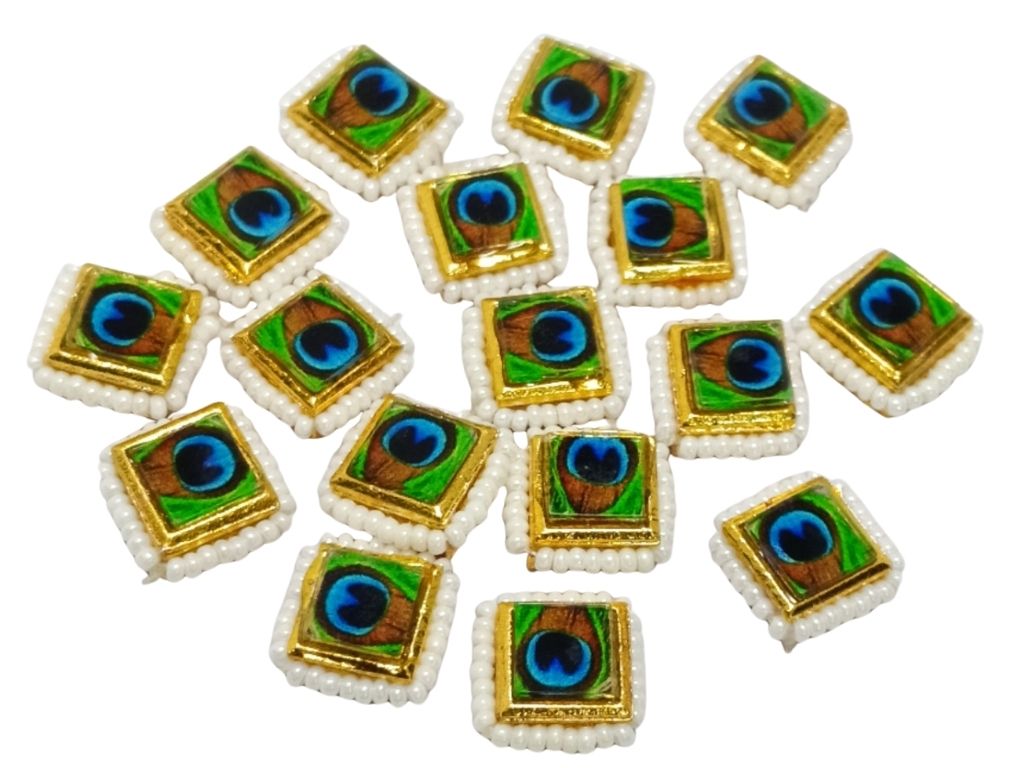 Green Square Peacock Design Kundan Stones
