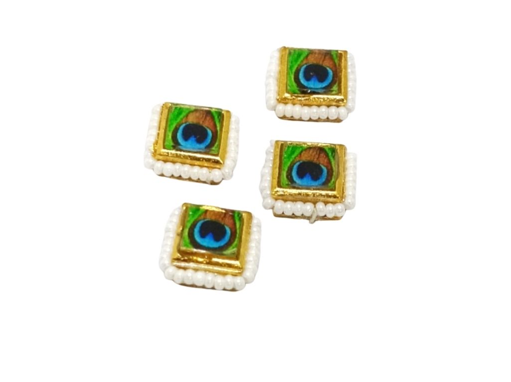 Green Square Peacock Design Kundan Stones