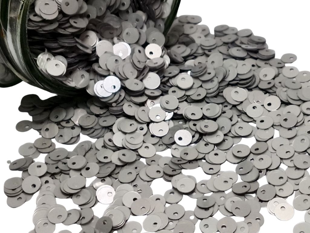 Silver Circular One Hole Plastic Sequins