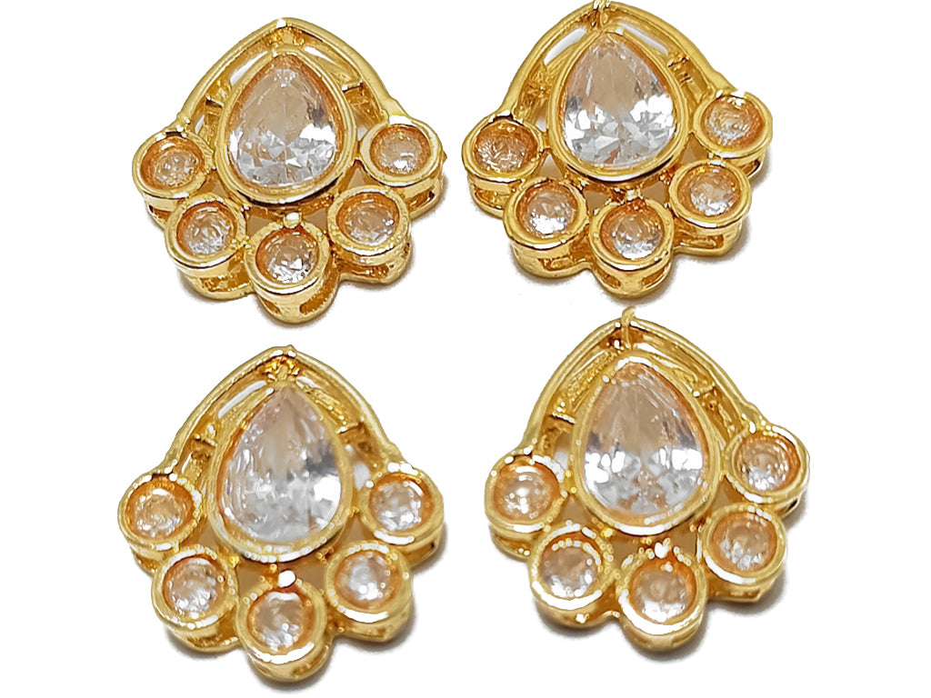 White Paw Shaped AD Kundan Stones