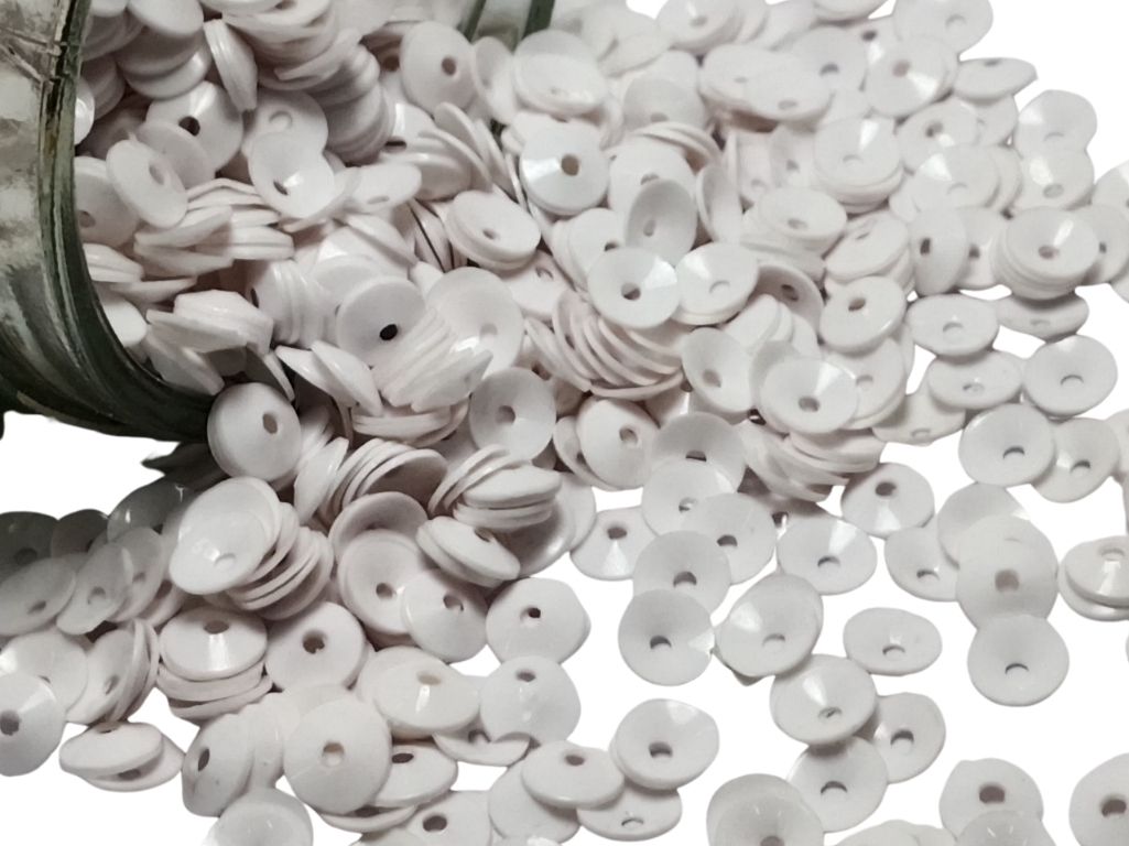 White Circular One Hole Plastic Sequins