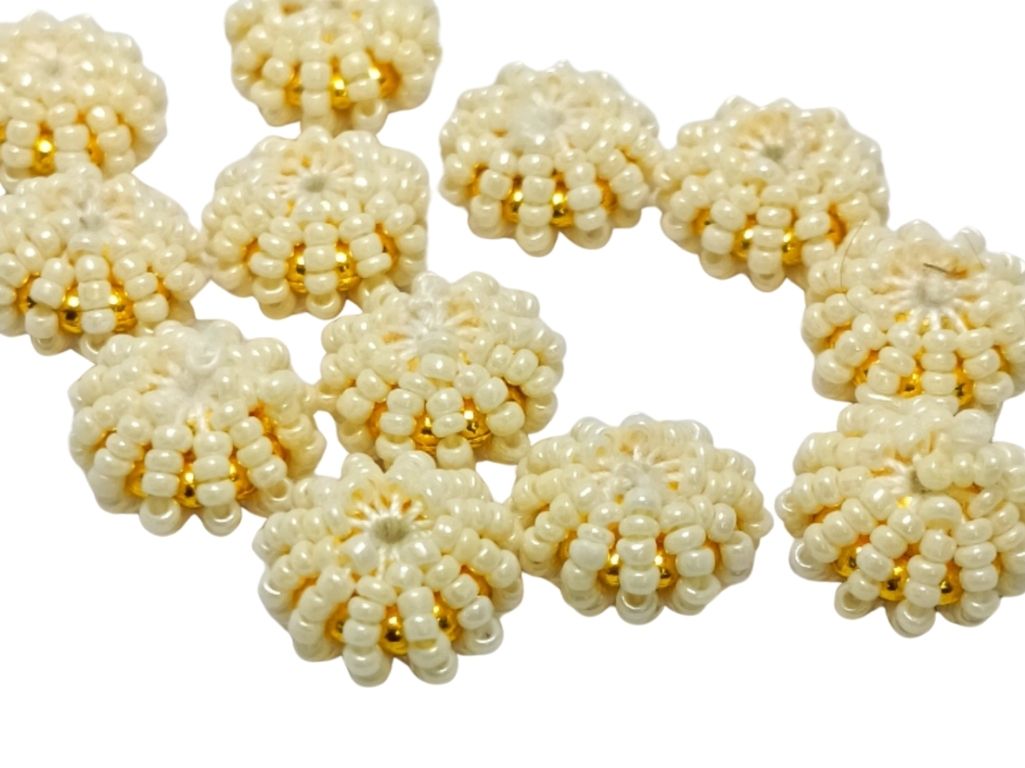 Off White Handmade Woven Beads