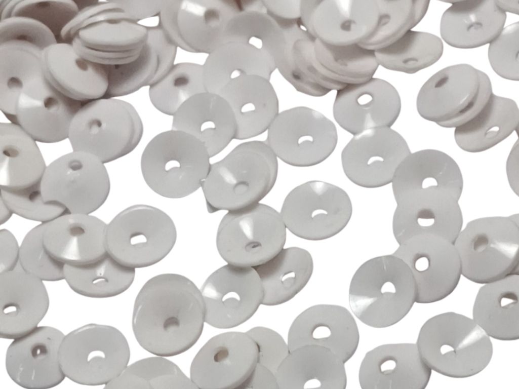 White Circular One Hole Plastic Sequins