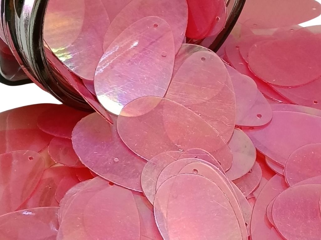 Light Pink Oval One Hole Plastic Sequins