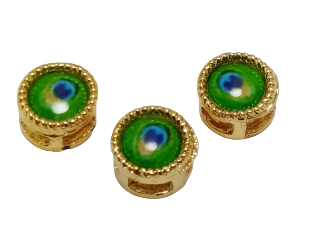 Green Circular Peacock Design Kundan Stones