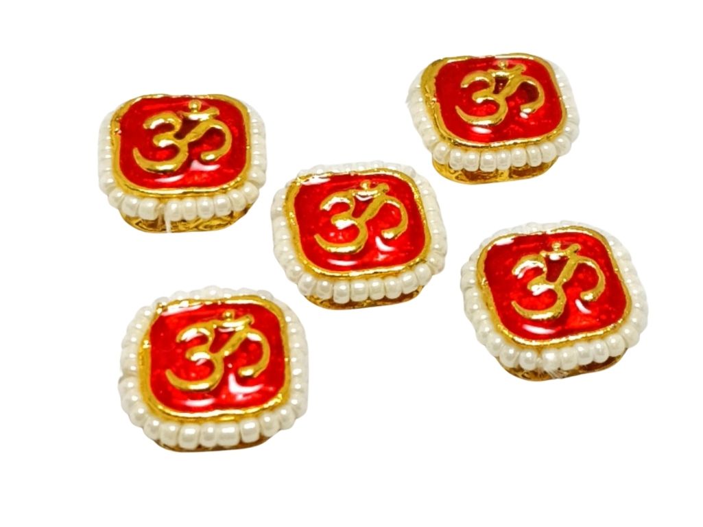 Red Om Design Kundan Stones