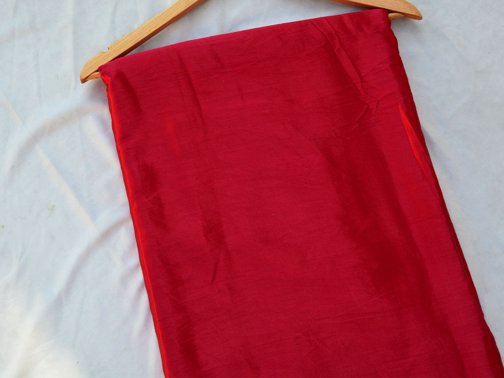 Red Plain Pure Viscose Gaji Silk Fabric (Wholesale)