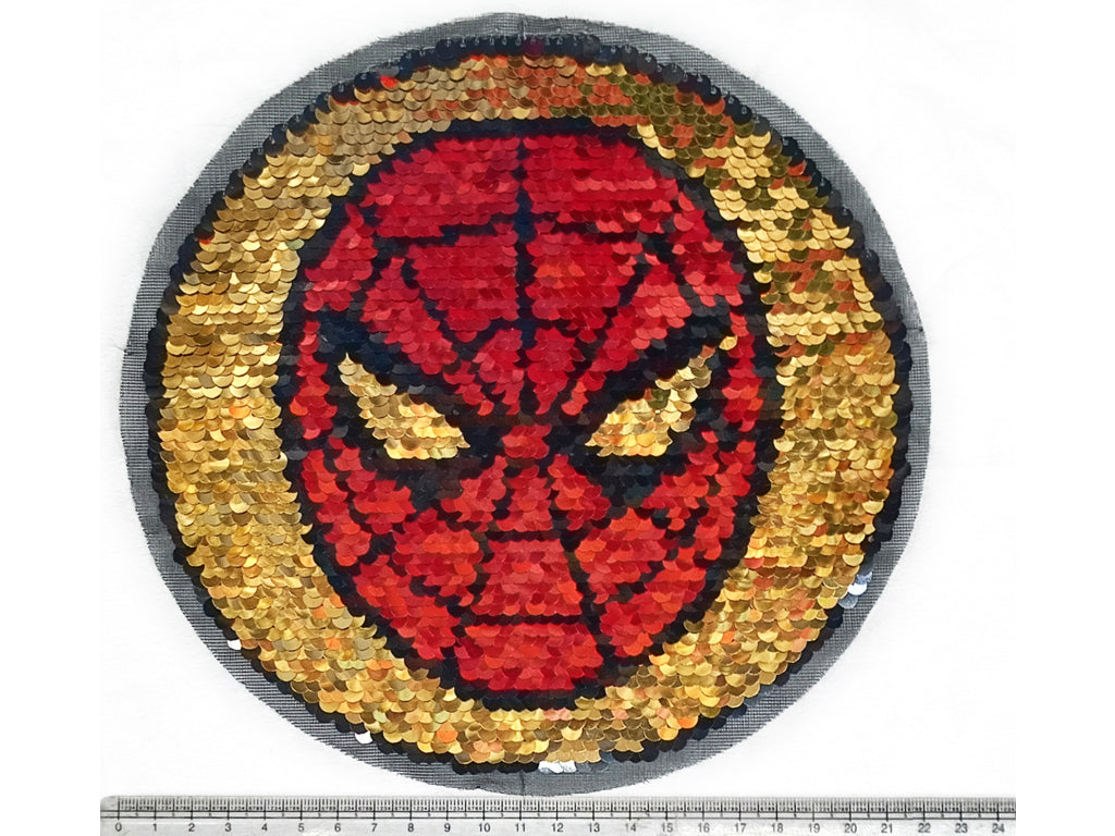 Yellow & Black Spider Round Reversible Sequins Motifs