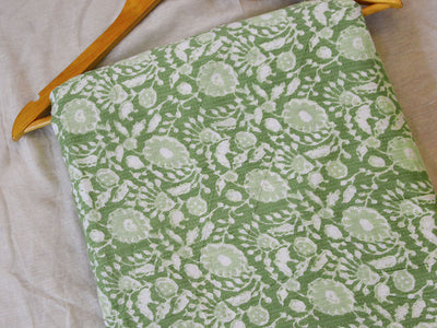Pista Green Floral Pure Cotton Kantha Fabric
