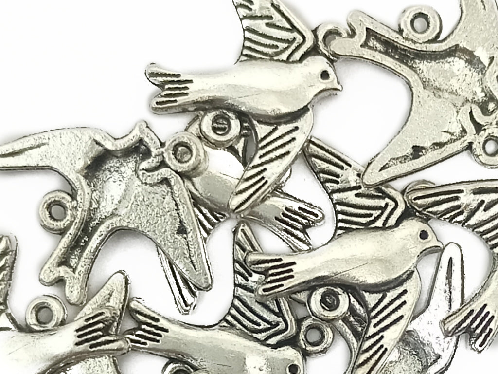 Silver Bird Zinc Metal Charms