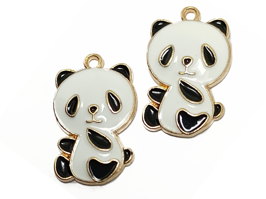 White & Black Panda Metal Charms