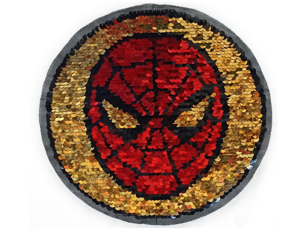 Yellow & Black Spider Round Reversible Sequins Motifs