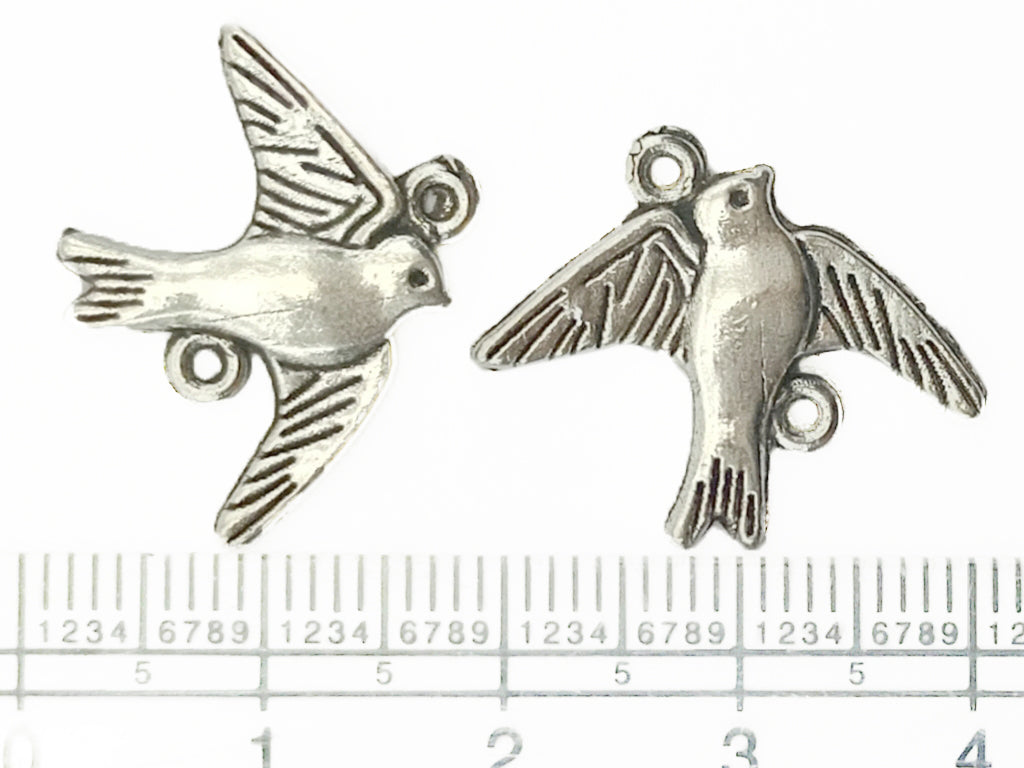 Silver Bird Zinc Metal Charms