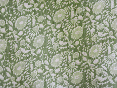 Pista Green Floral Pure Cotton Kantha Fabric