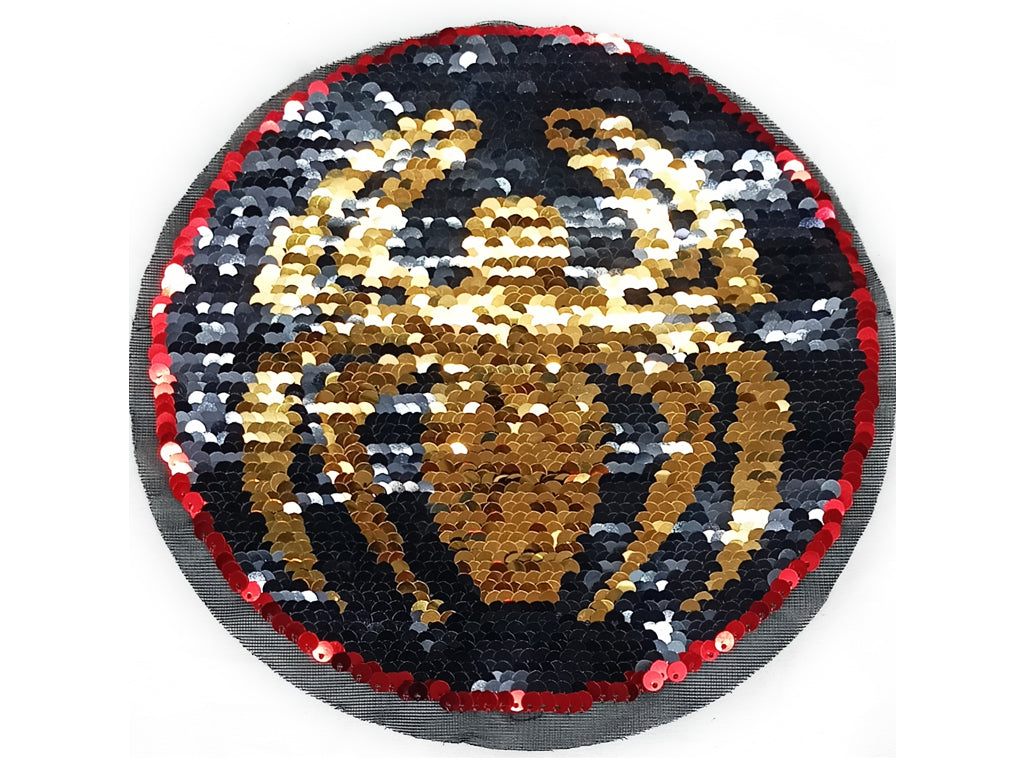 Yellow & Black Spider Round Reversible Sequins Motifs
