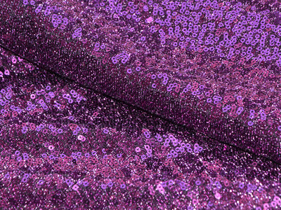 Splendid Purple Plain Sequins Embroidered Net Fabric