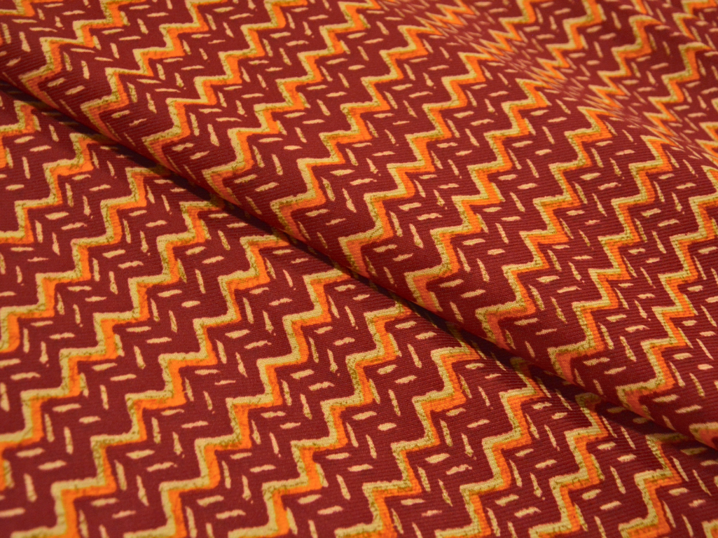 Marron Zigzag Printed Semi Pashimna Woolen Fabric