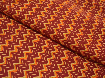 Marron Zigzag Printed Semi Pashimna Woolen Fabric