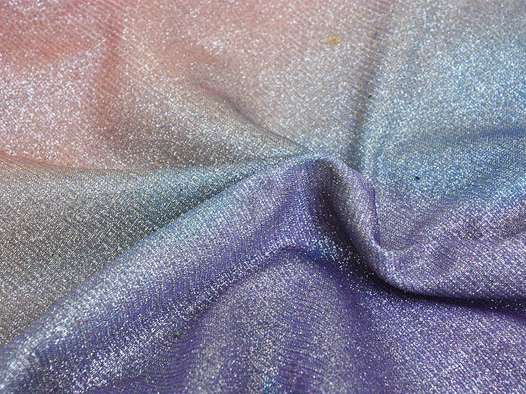 Blue & Rust Dual Shade Plain Shimmer Bonding Fabric