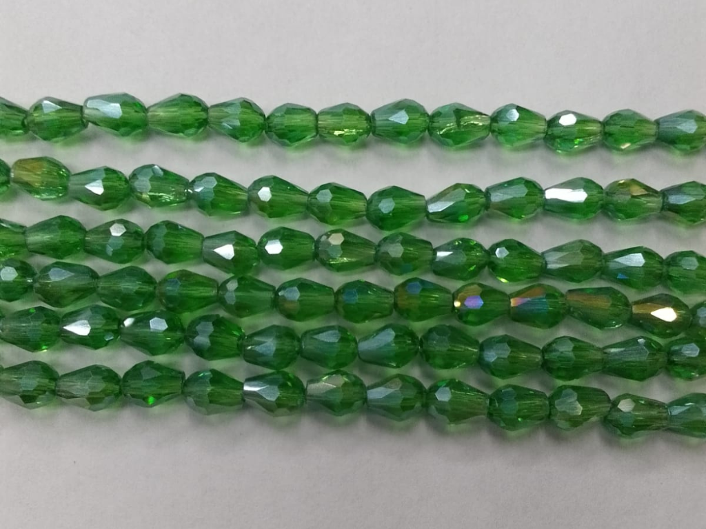 Green Drop Crystal Glass Beads