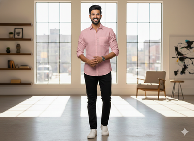 हल्का गुलाबी सादा सूती लिनन कपड़ा