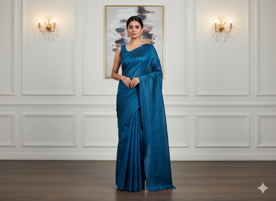 Royal Blue Plain Bangalore Raw Silk Fabric  (Wholesale)