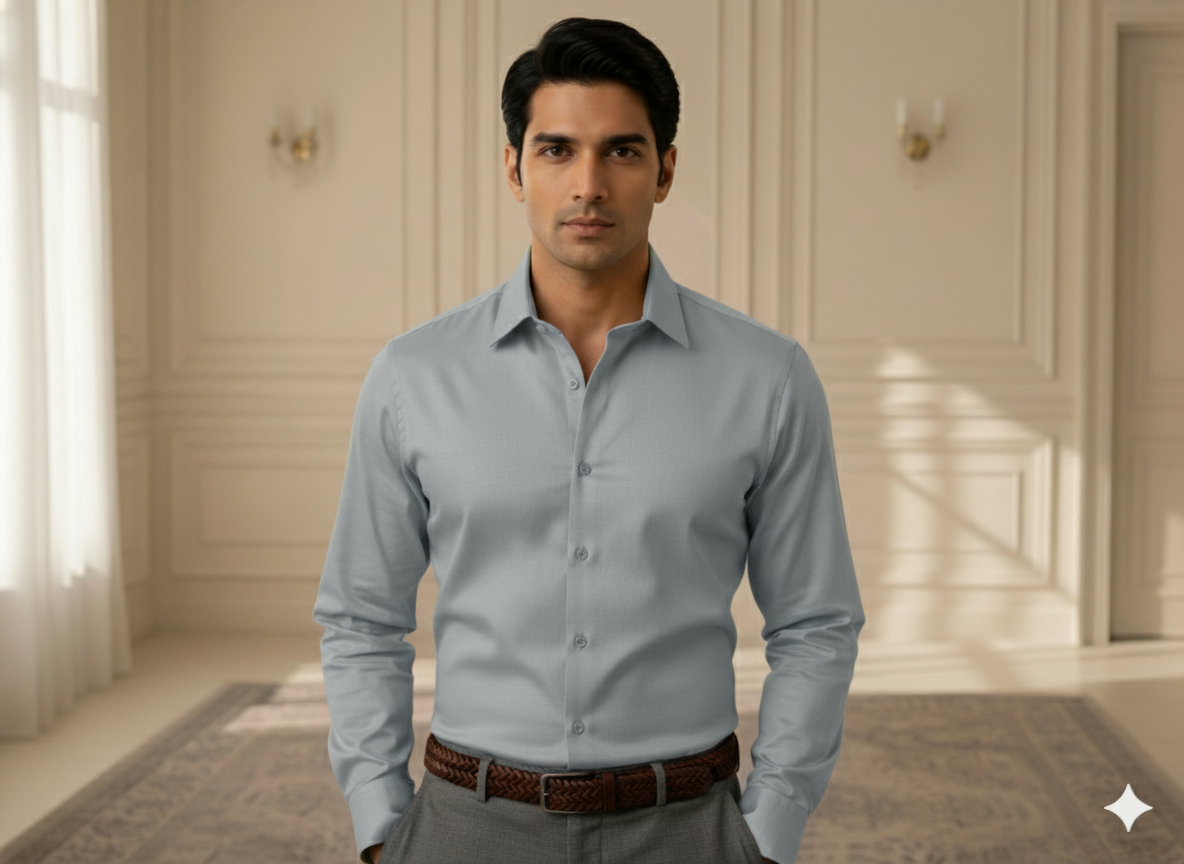 स्टील डार्क ग्रे प्लेन ग्लेज्ड कॉटन फ़ैब्रिक