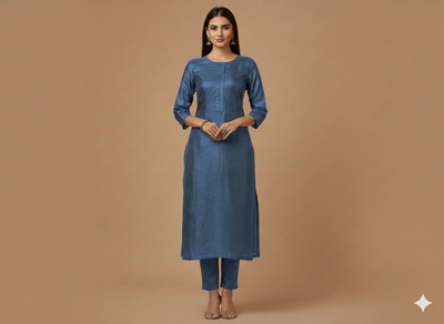 Peacock Blue Plain Bangalore Raw Silk Fabric  (Wholesale)