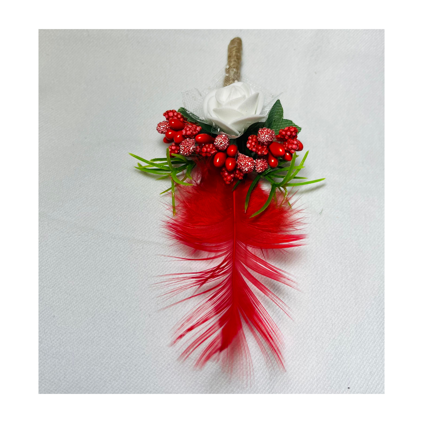 Multicolor Faux Feather Flower Brooch