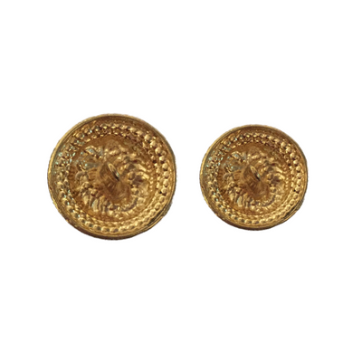 Golden Color Fearless Lion Face Shaped 1 Hole Round Metal Buttons