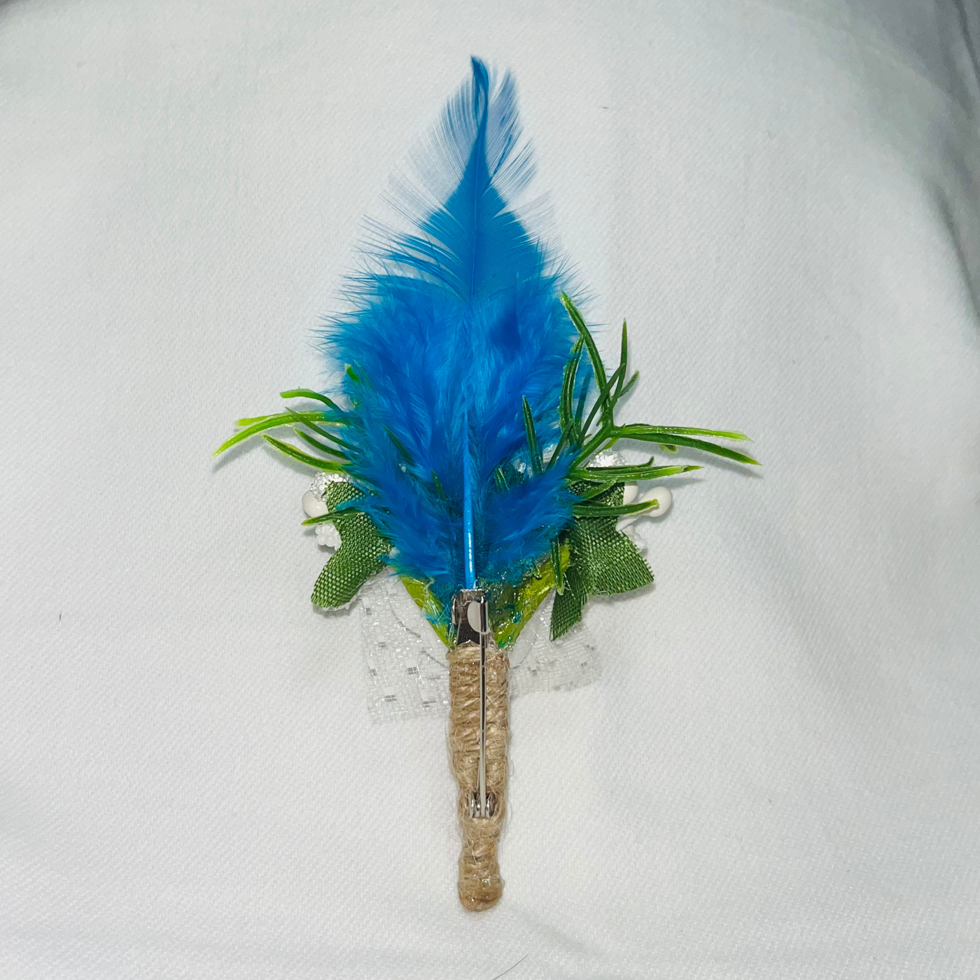 Multicolor Faux Feather Flower Brooch