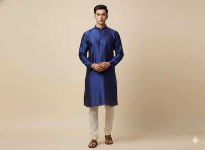 Royal Blue Plain Bangalore Raw Silk Fabric  (Wholesale)